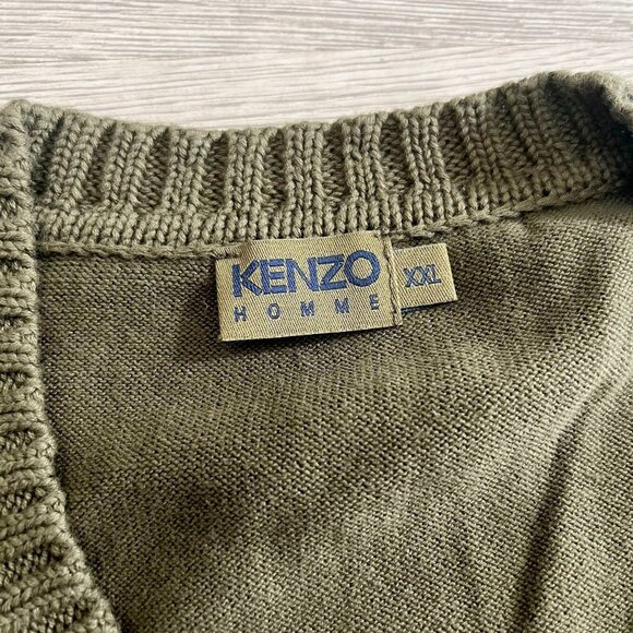 NWOT Kenzo men's Embroidered linen blend sweater Size XXL Green - Picture 2 of 14